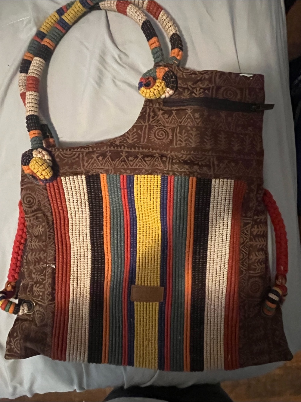 Bohemian Multicolor Striped Shoulder Bag for Women